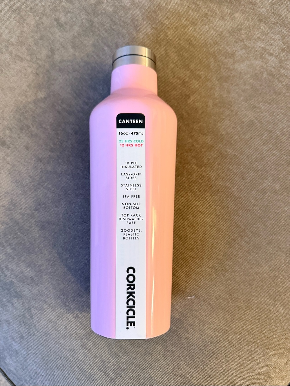 Corkcicle Pink Stainless Steel Canteen - 16oz